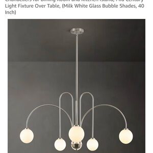 Modern Silver Chandelier with White Glass Shades